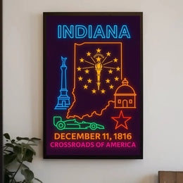 Indiana Heritage Neon Art - Cultural or Heritage Poster PosterGoat