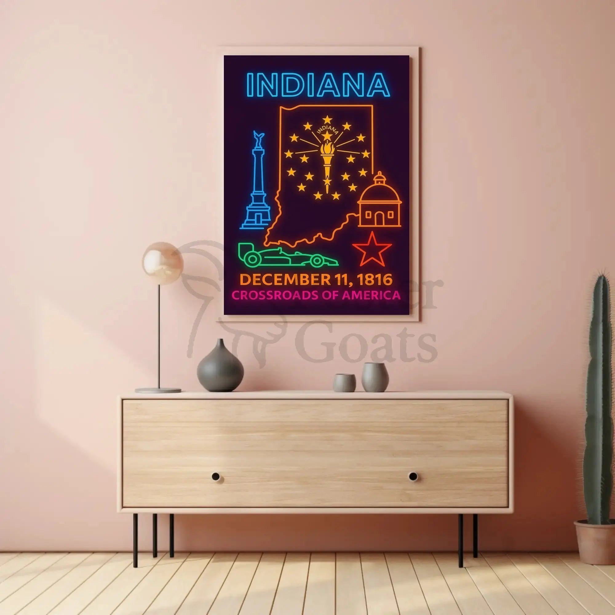 Indiana Heritage Neon Art - Cultural or Heritage Poster PosterGoat