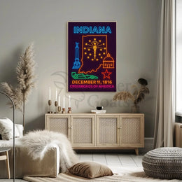 Indiana Heritage Neon Art - Cultural or Heritage Poster PosterGoat