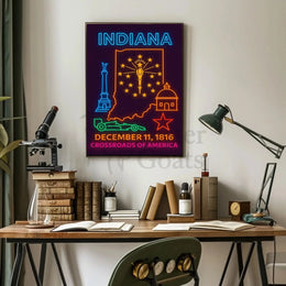 Indiana Heritage Neon Art - Cultural or Heritage Poster PosterGoat