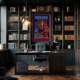 Indiana Heritage Neon Art - Cultural or Heritage Poster PosterGoat