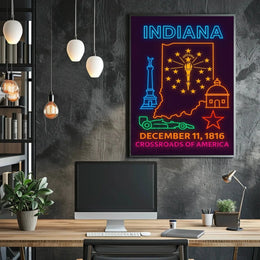 Indiana Heritage Neon Art - Cultural or Heritage Poster PosterGoat