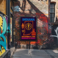 Indiana Heritage Neon Art Print - Cultural or Heritage Poster PosterGoat