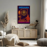 Indiana Heritage Neon Art Print - Cultural or Heritage Poster PosterGoat