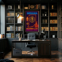 Indiana Heritage Neon Art Print - Cultural or Heritage Poster PosterGoat