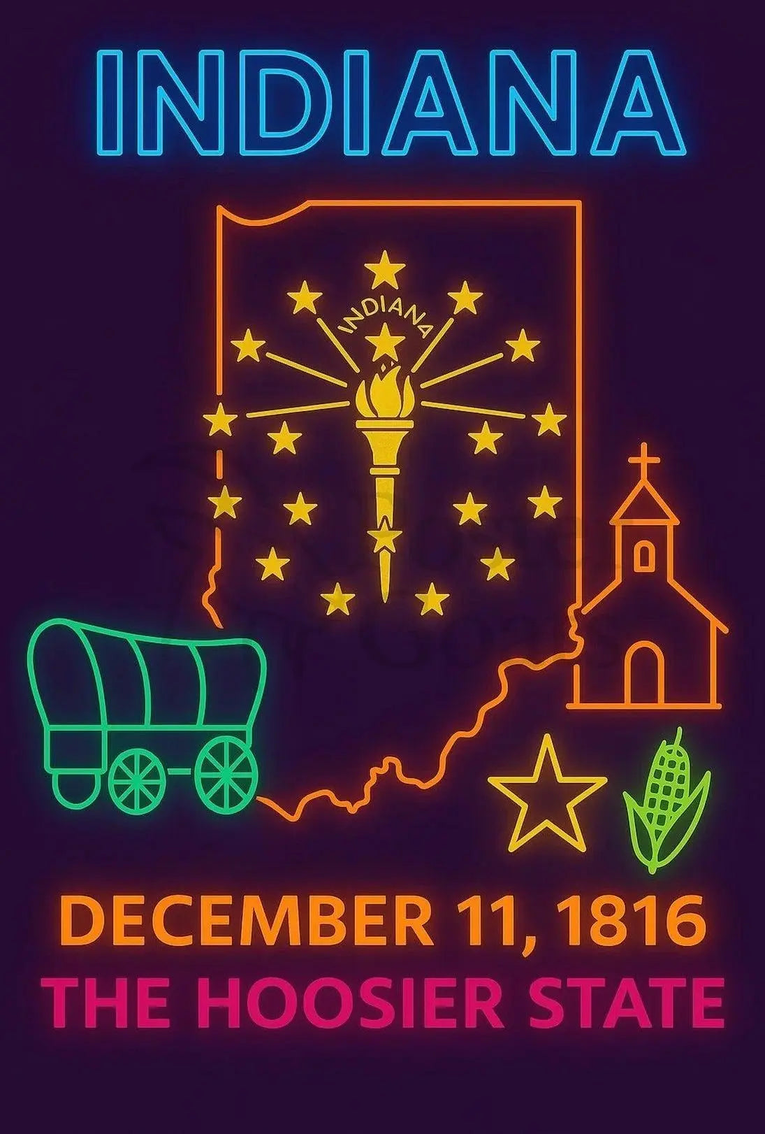 Indiana Statehood Celebration: Vibrant Heritage Poster PosterGoat
