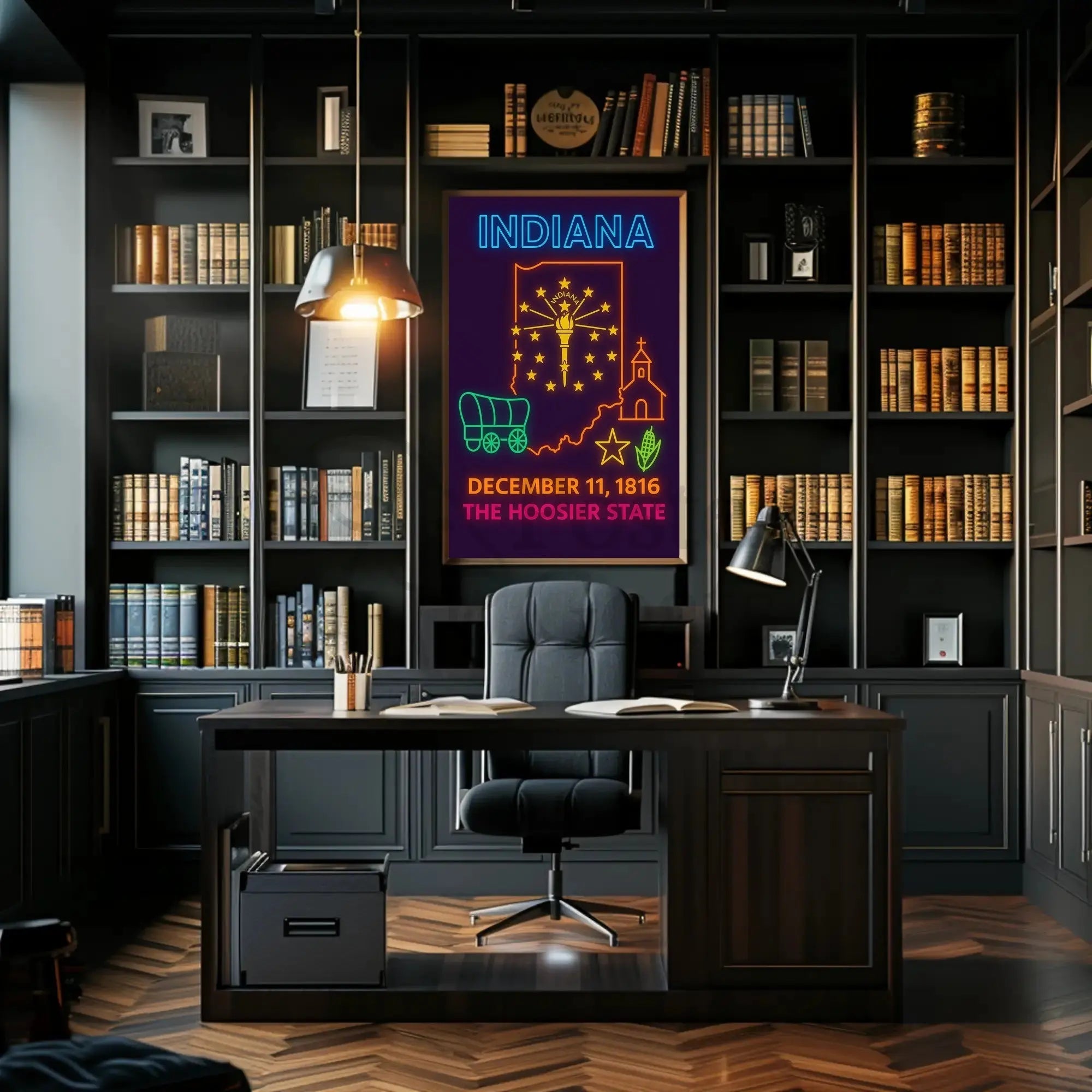 Indiana Statehood Celebration: Vibrant Heritage Poster PosterGoat