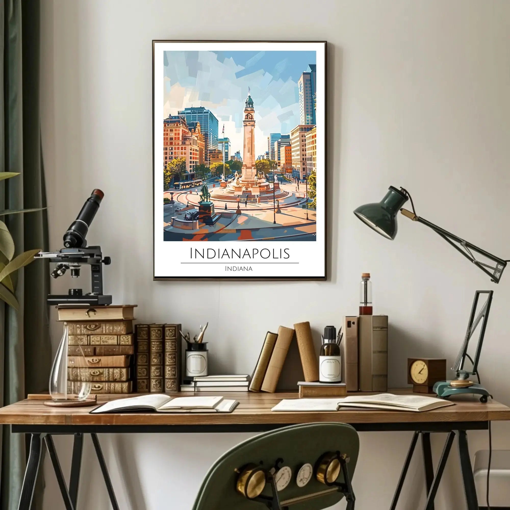 Indianapolis Monument Circle Urban Elegance Travel Poster PosterGoat