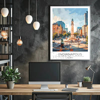 Indianapolis Monument Circle Urban Elegance Travel Poster PosterGoat