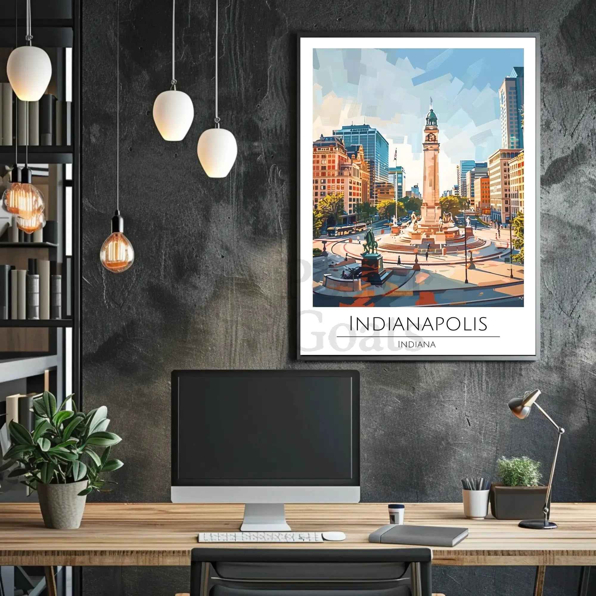 Indianapolis Monument Circle Urban Elegance Travel Poster PosterGoat