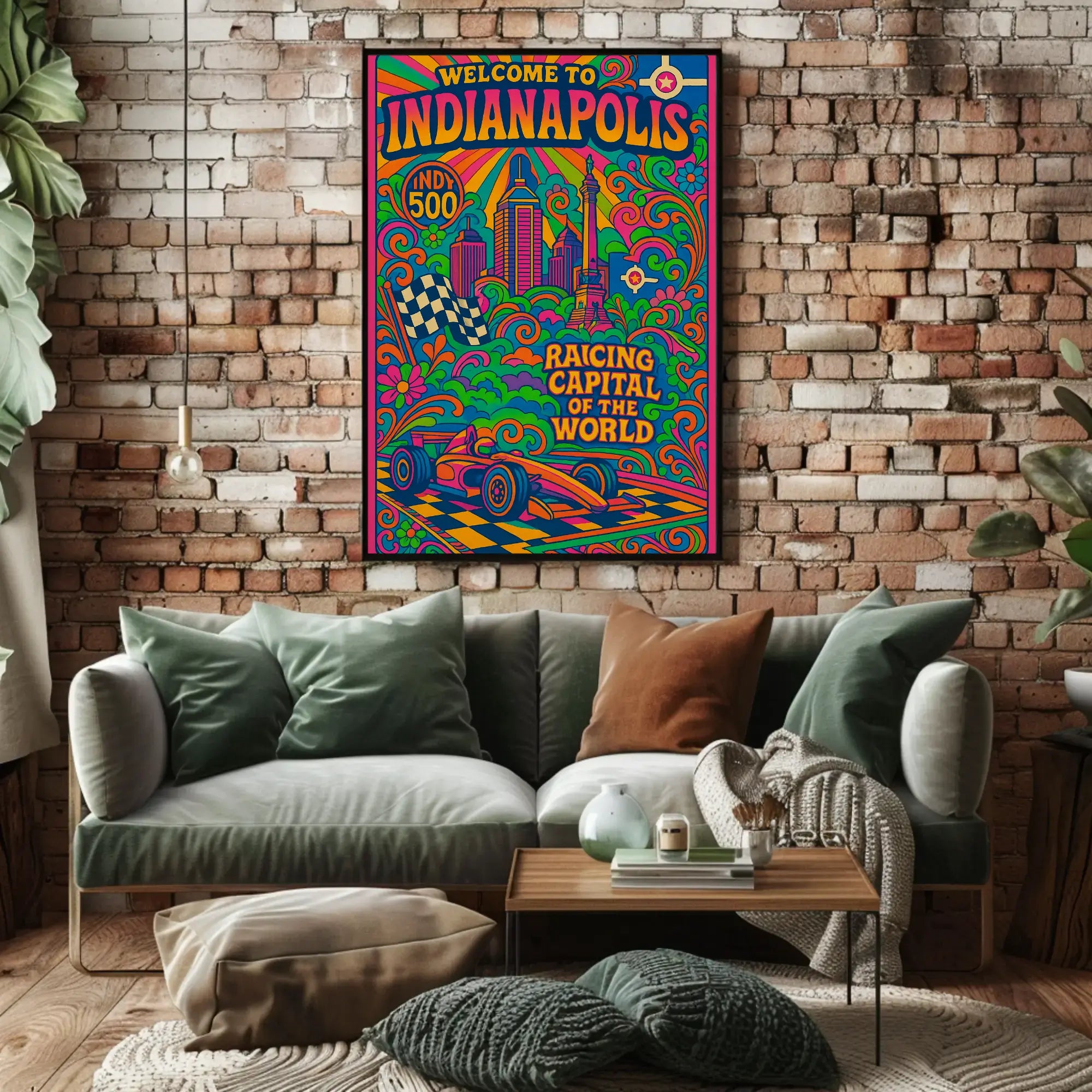 Indianapolis Racing Capital Retro Travel Poster PosterGoat