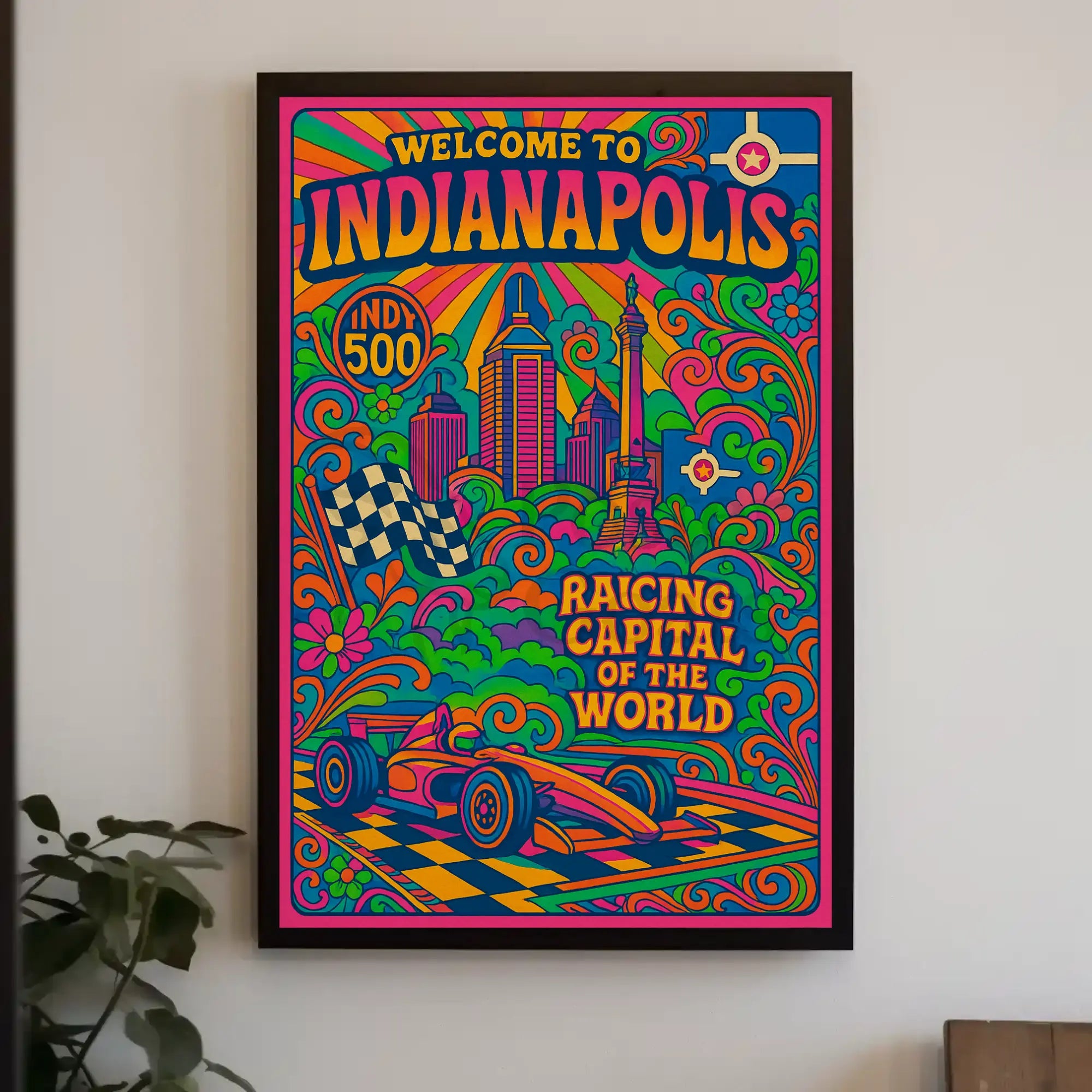 Indianapolis Racing Capital Retro Travel Poster PosterGoat