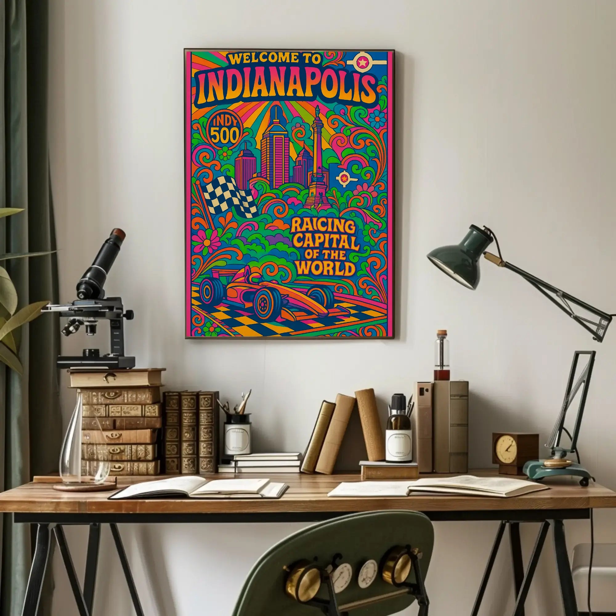 Indianapolis Racing Capital Retro Travel Poster PosterGoat