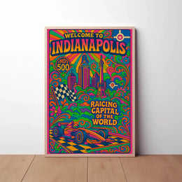 Indianapolis Racing Capital Retro Travel Poster PosterGoat