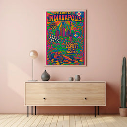 Indianapolis Racing Capital Retro Travel Poster PosterGoat