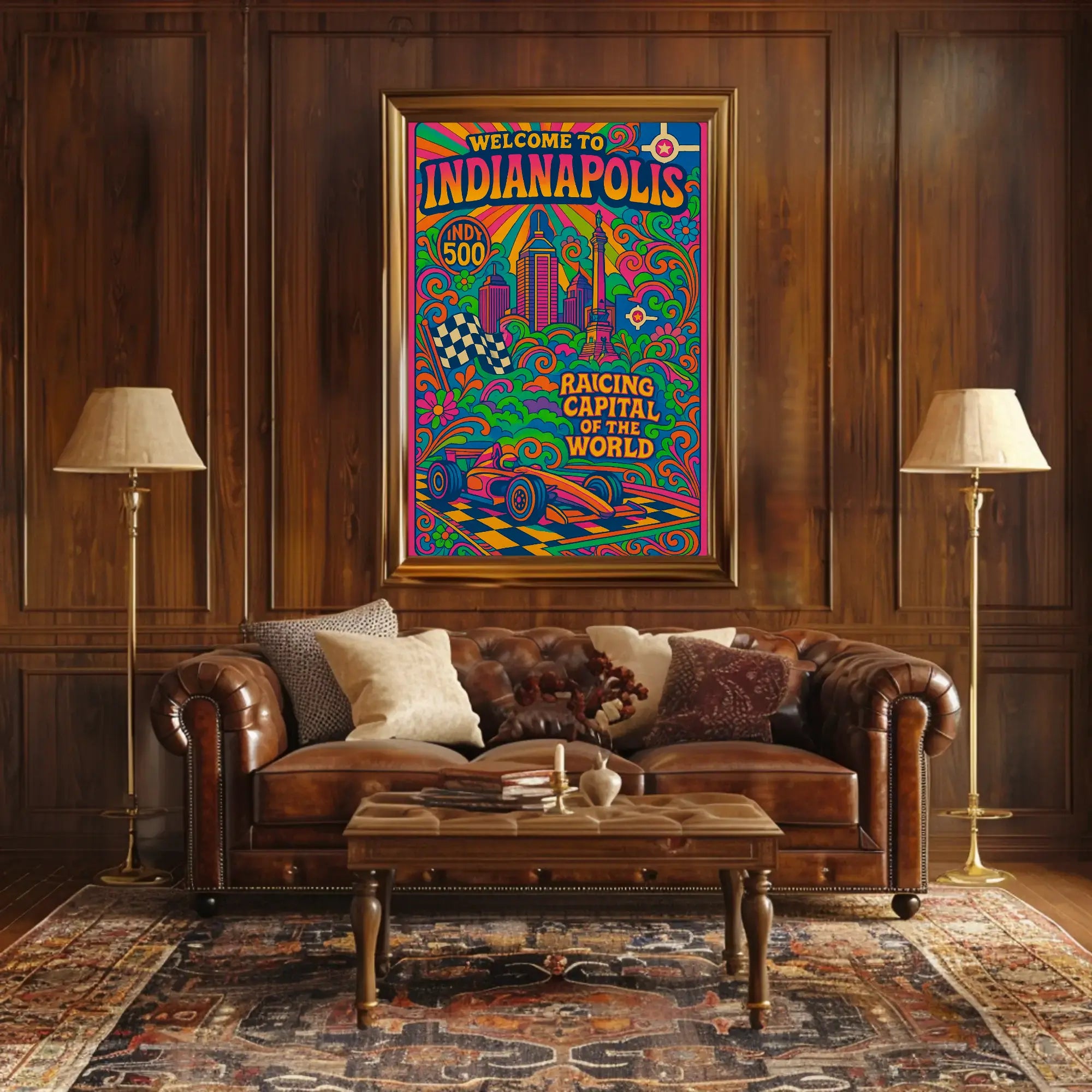 Indianapolis Racing Capital Retro Travel Poster PosterGoat