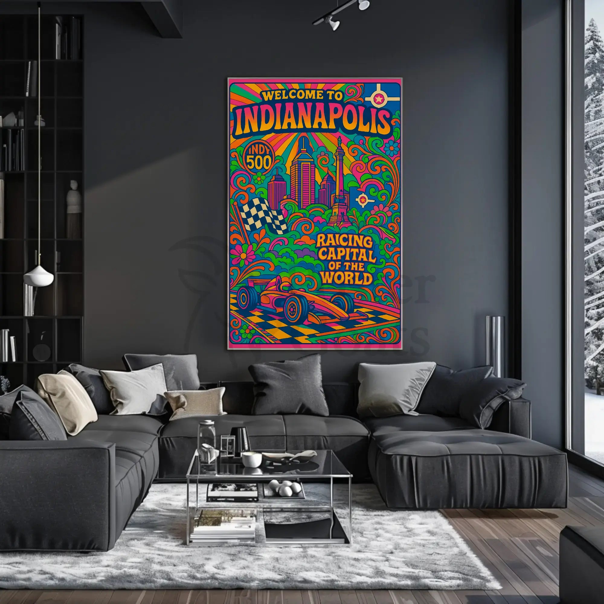 Indianapolis Racing Capital Retro Travel Poster PosterGoat
