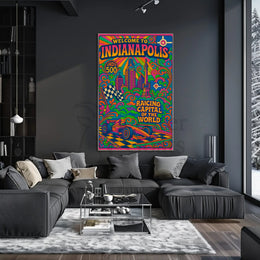 Indianapolis Racing Capital Retro Travel Poster PosterGoat