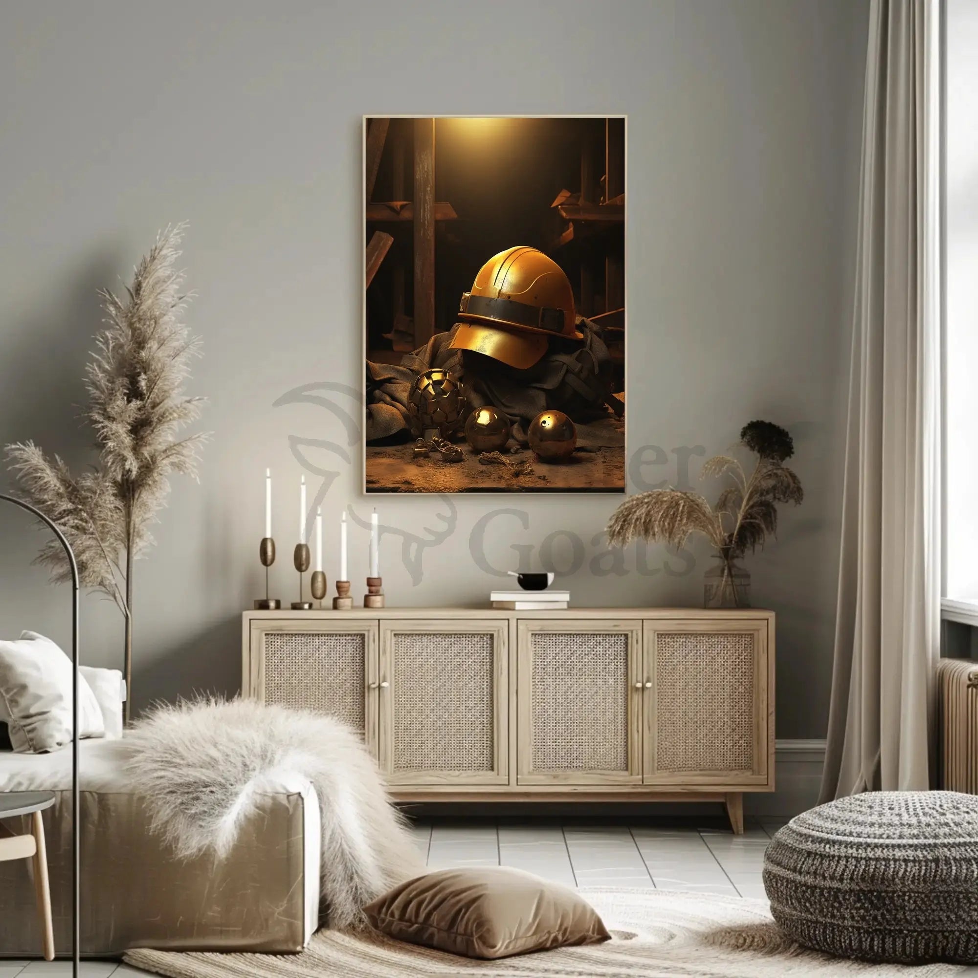 Industrial Innovation and Safety Highlighted Artistic Poster PosterGoat