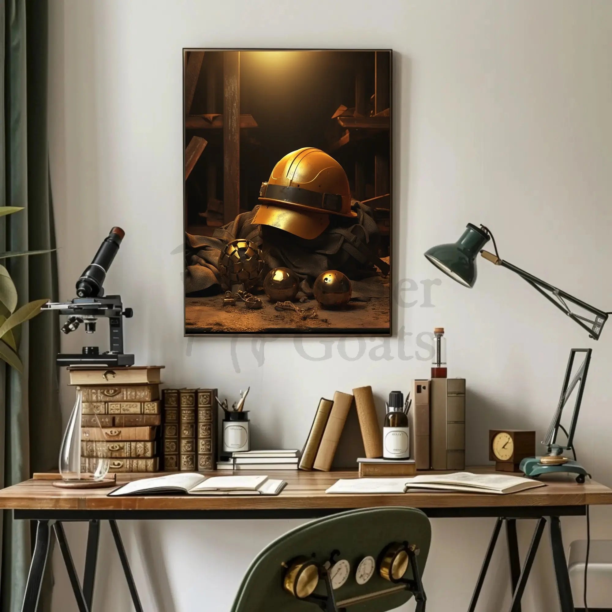 Industrial Innovation and Safety Highlighted Artistic Poster PosterGoat