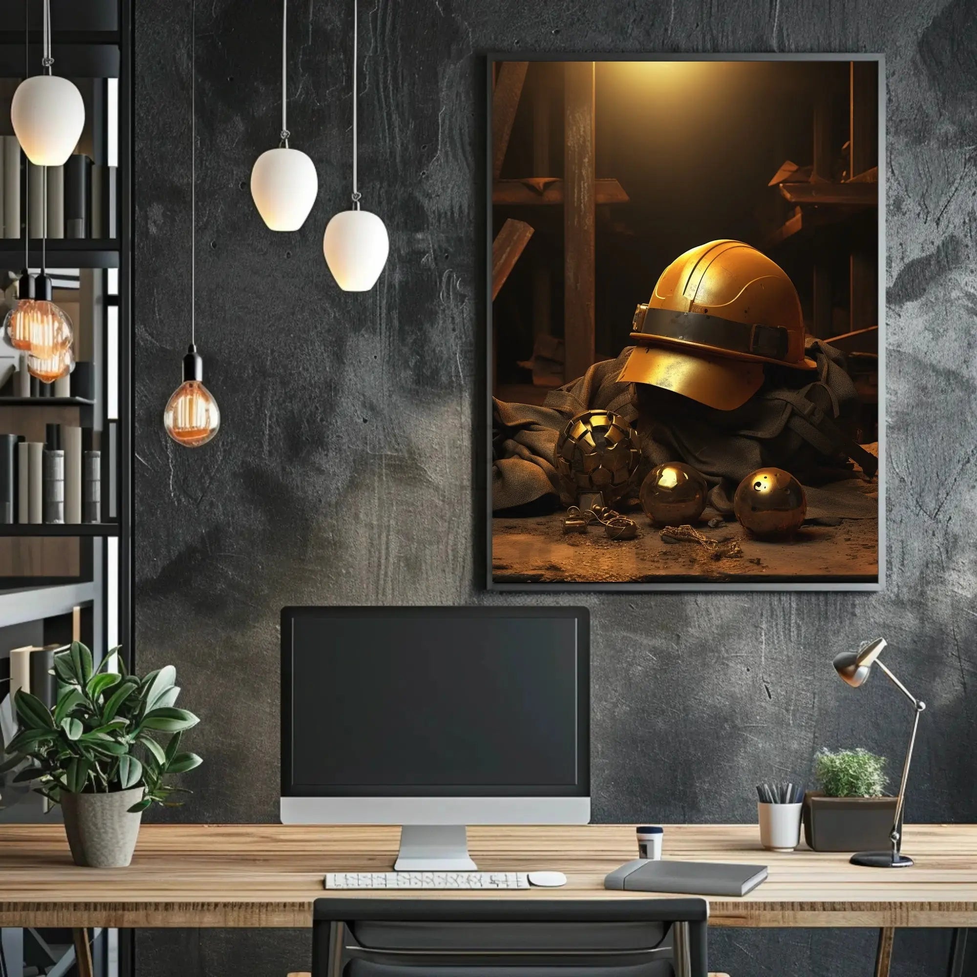 Industrial Innovation and Safety Highlighted Artistic Poster PosterGoat