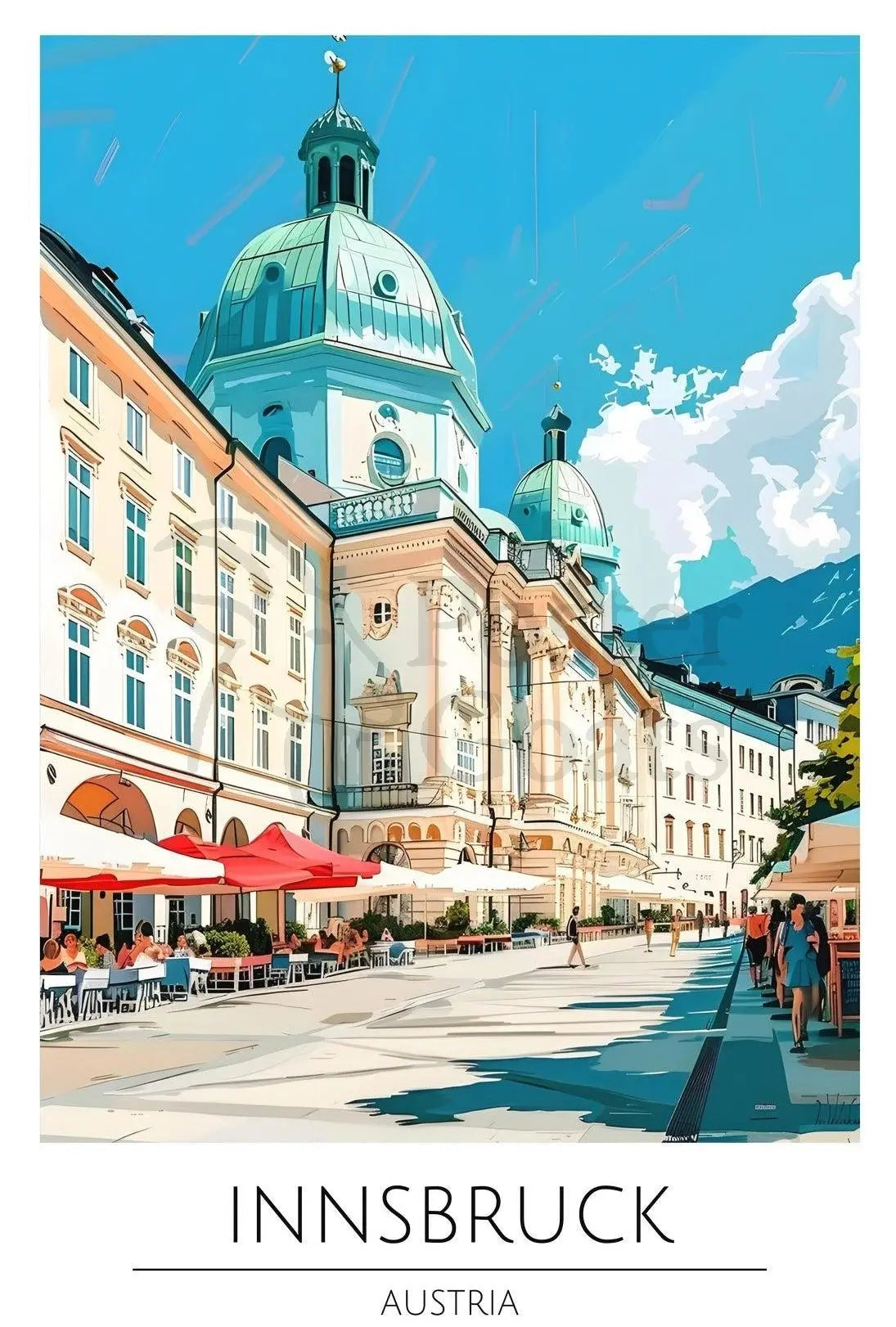 Innsbruck Austria Vibrant Architecture Travel Poster PosterGoat
