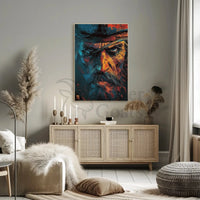 Intense Cowboy Portrait: Artistic Pop Culture Poster PosterGoat