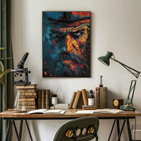 Intense Cowboy Portrait: Artistic Pop Culture Poster PosterGoat