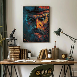 Intense Cowboy Portrait: Artistic Pop Culture Poster PosterGoat
