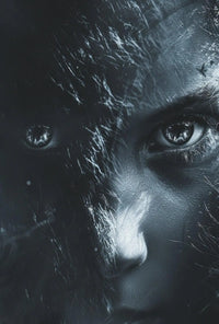 Intense Eyes Monochromatic Fantasy Artistic Poster PosterGoat