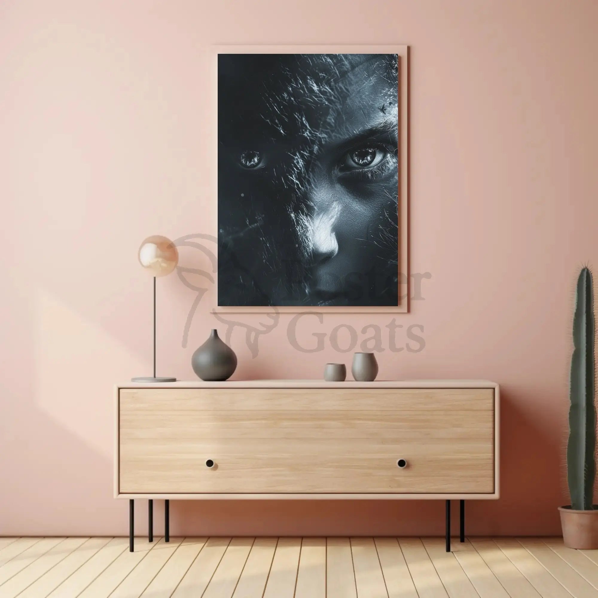 Intense Eyes Monochromatic Fantasy Artistic Poster PosterGoat