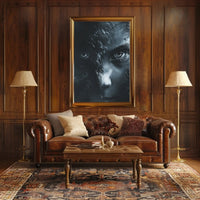 Intense Eyes Monochromatic Fantasy Artistic Poster PosterGoat