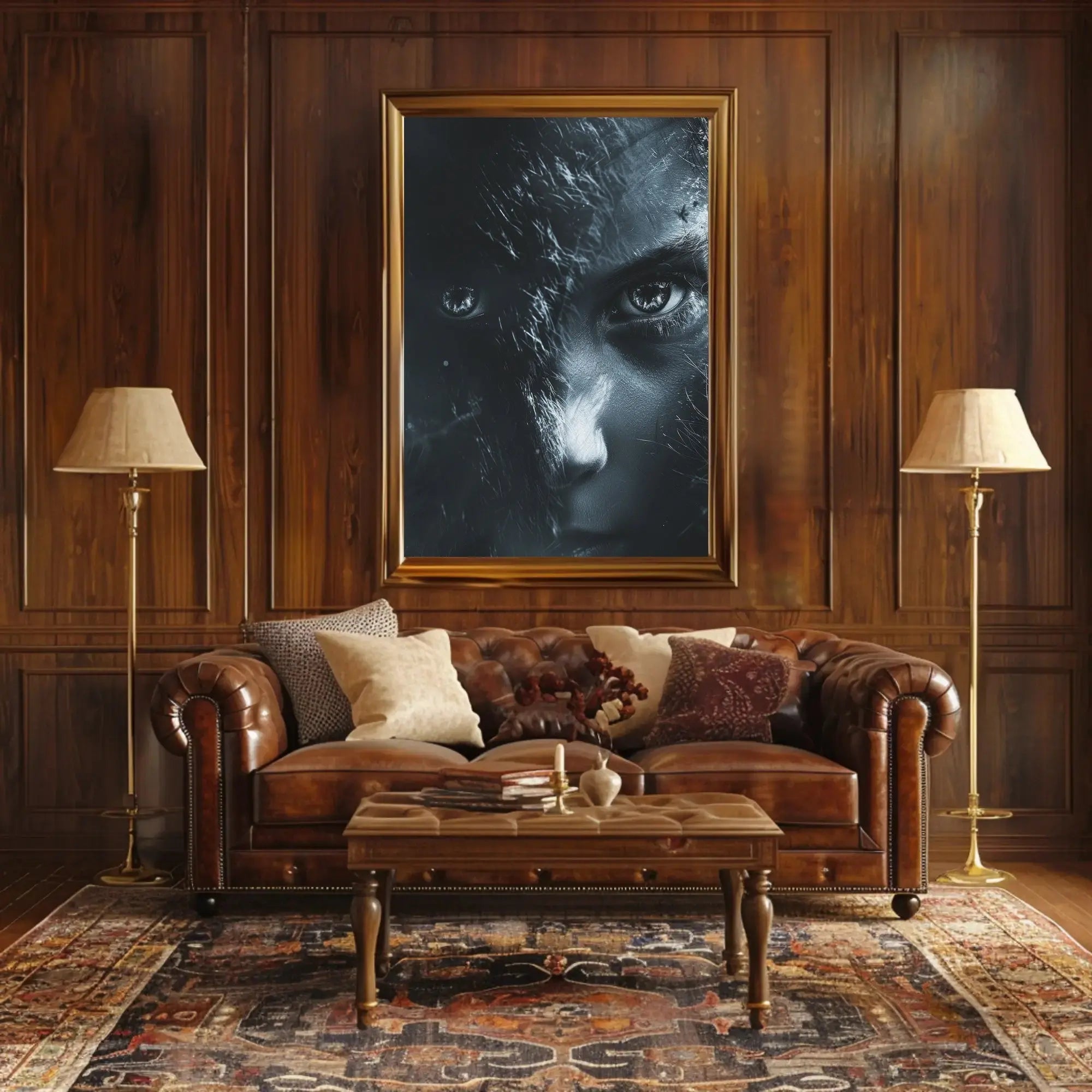 Intense Eyes Monochromatic Fantasy Artistic Poster PosterGoat