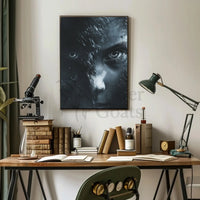 Intense Eyes Monochromatic Fantasy Artistic Poster PosterGoat