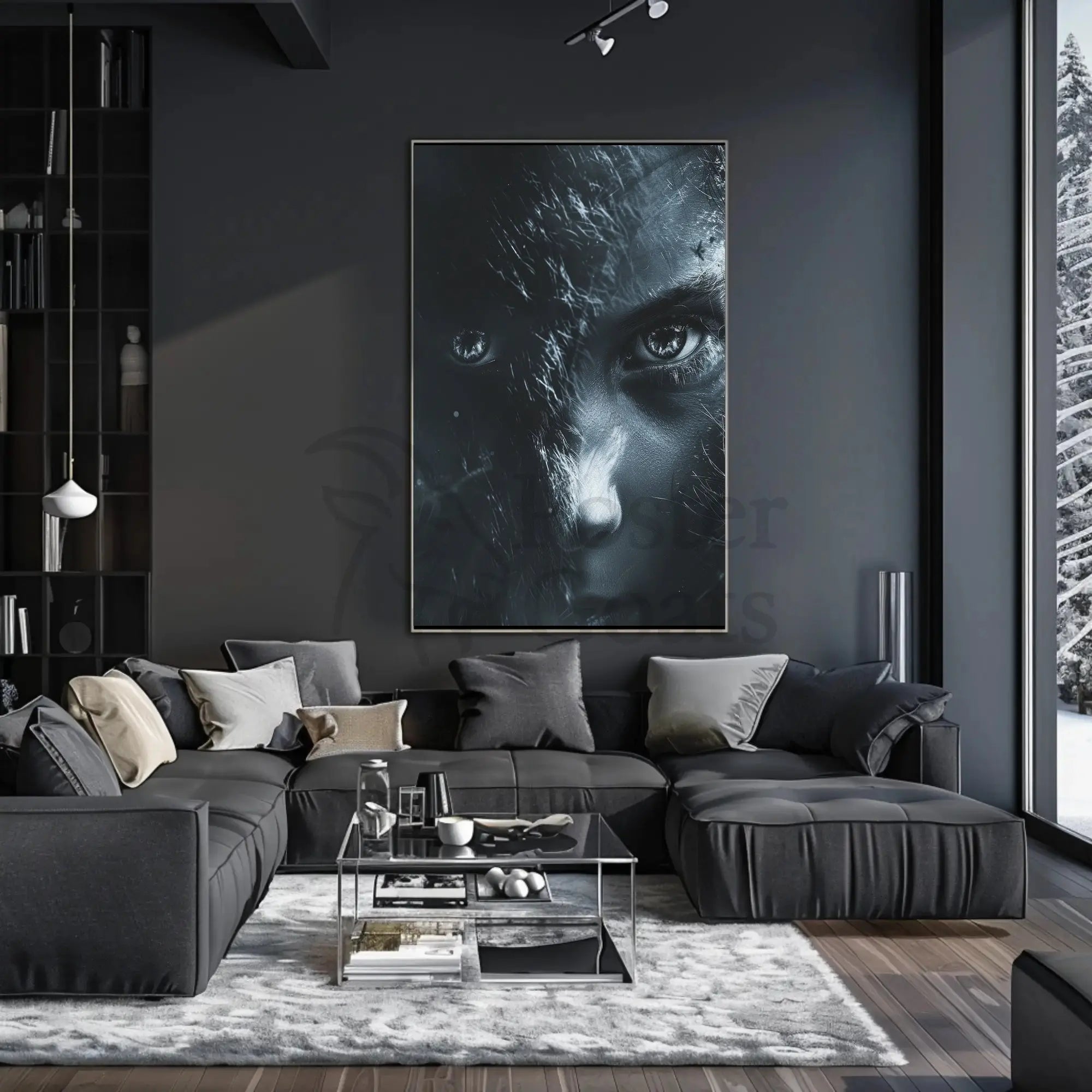 Intense Eyes Monochromatic Fantasy Artistic Poster PosterGoat