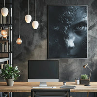 Intense Eyes Monochromatic Fantasy Artistic Poster PosterGoat