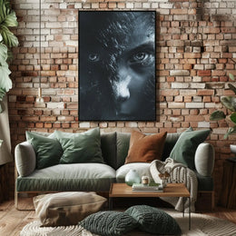 Intense Eyes Monochromatic Fantasy Artistic Poster PosterGoat