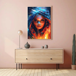 Intense Gaze Duality Abstract Artistic Pop Culture Poster PosterGoat