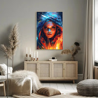 Intense Gaze Duality Abstract Artistic Pop Culture Poster PosterGoat