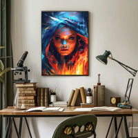 Intense Gaze Duality Abstract Artistic Pop Culture Poster PosterGoat