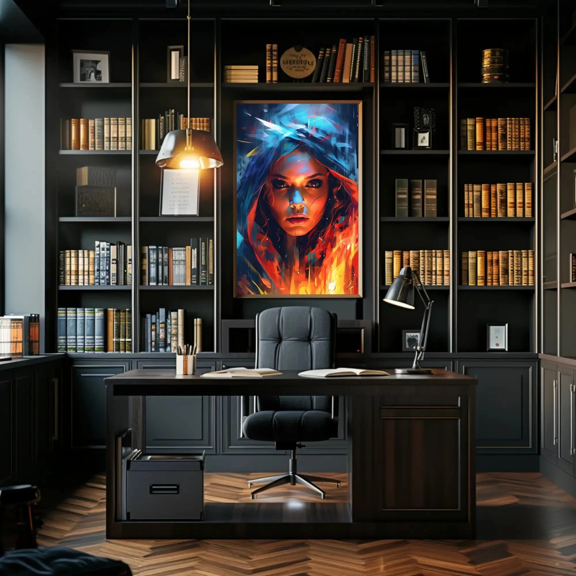 Intense Gaze Duality Abstract Artistic Pop Culture Poster PosterGoat