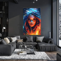 Intense Gaze Duality Abstract Artistic Pop Culture Poster PosterGoat
