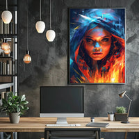 Intense Gaze Duality Abstract Artistic Pop Culture Poster PosterGoat