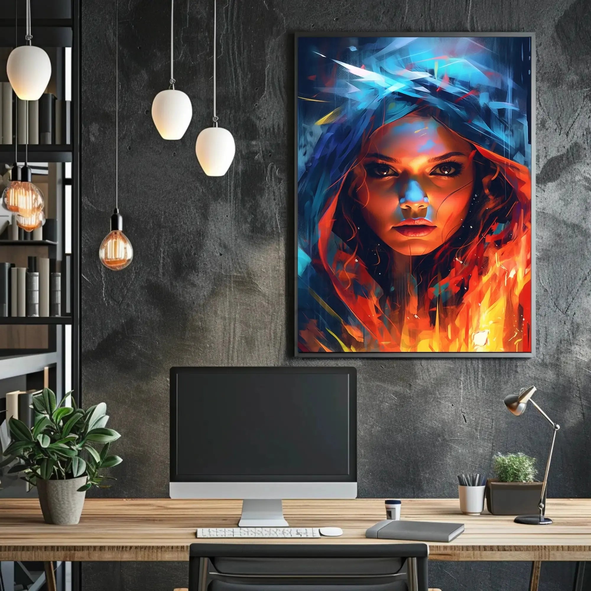 Intense Gaze Duality Abstract Artistic Pop Culture Poster PosterGoat