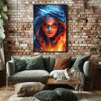 Intense Gaze Duality Abstract Artistic Pop Culture Poster PosterGoat
