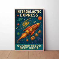 Intergalactic Express: Retro-Futuristic Sci-Fi Poster PosterGoat