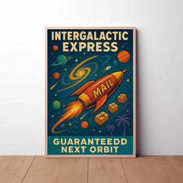 Intergalactic Express: Retro-Futuristic Sci-Fi Poster PosterGoat