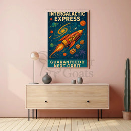 Intergalactic Express: Retro-Futuristic Sci-Fi Poster PosterGoat