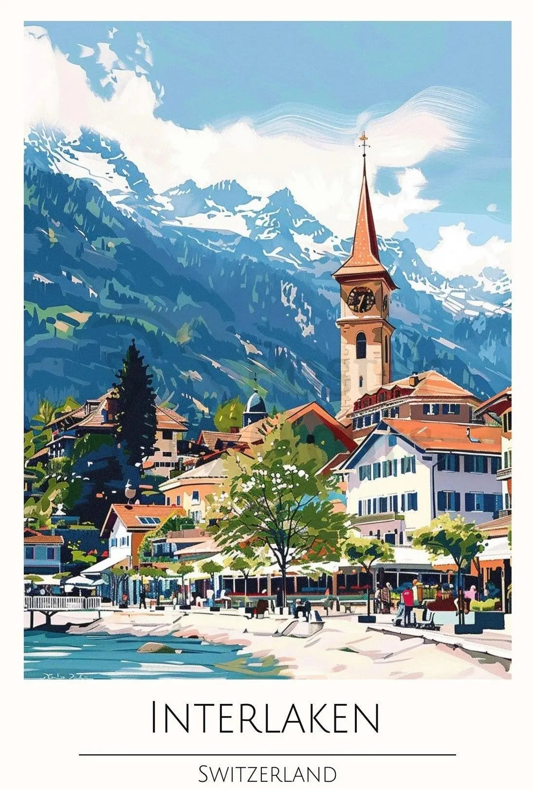 Interlaken Scenic View in Switzerland Travel Poster PosterGoat