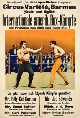 International Boxing Event Poster with Vintage Illustrative Style PosterGoat